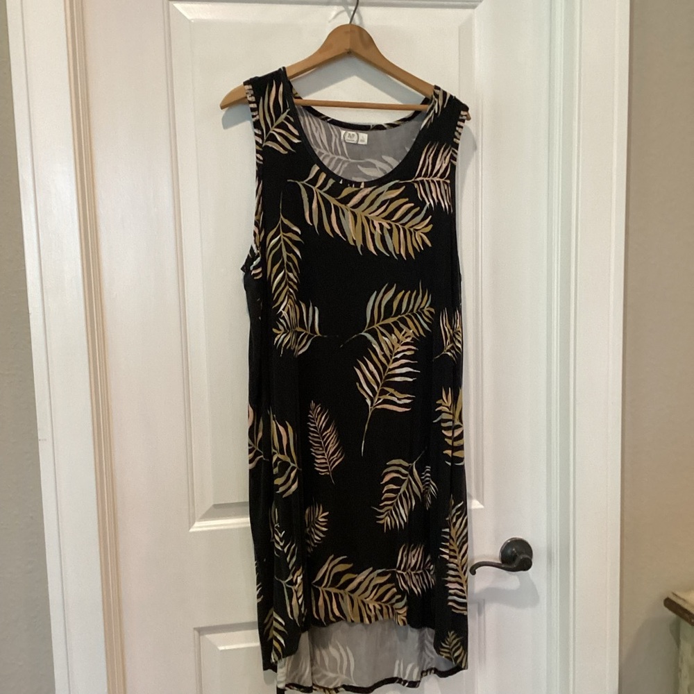 Maurices Black Dress with Tan Leaf Design